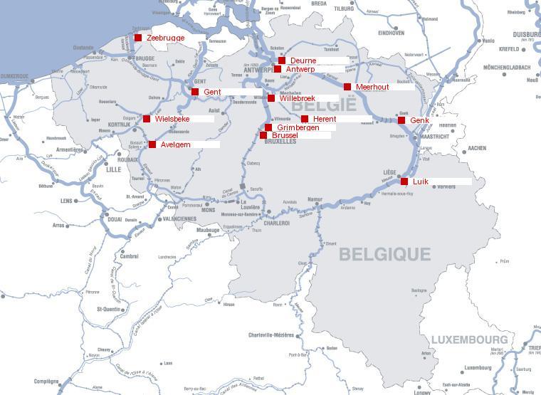 Figure 1: Hinterland network of the port of Antwerp in Belgium (www.containerafvaarten.