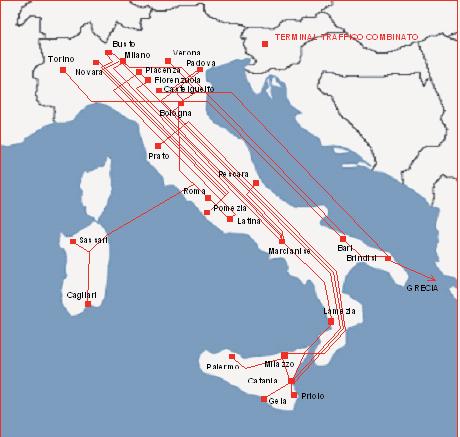 Figure 6-12: Cemat s network of domestic continental services Source: Cemat website Apart from the block train system the recent growth and current stability of Cemat s continental intermodal