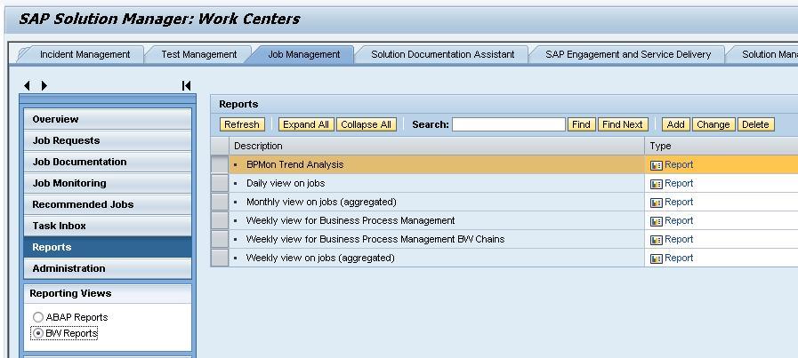 For Job Daily/Weekly/ Monthly view For BPM Job and BW Process Chain Figure 25 Screen shot: Select views Confirm your configuration by pressing the OK-button.