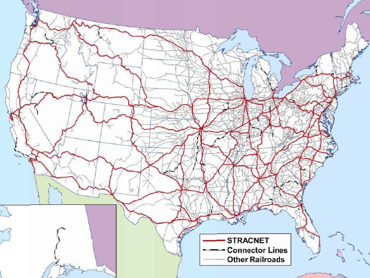 Map 2. U.S. Strategic Rail Corridor Network (STRACNET) and Other Rail Connectors H.