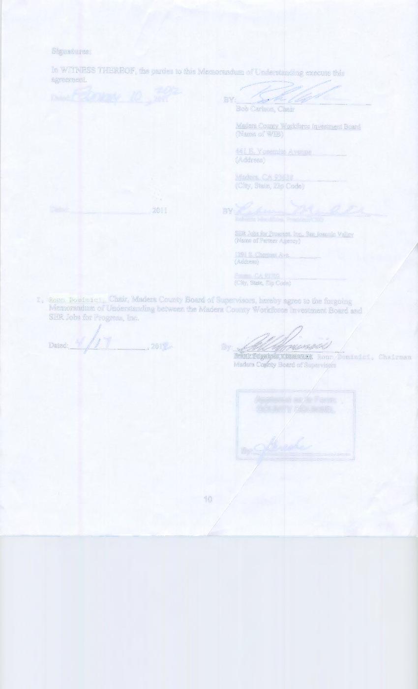 Signatures: In WITNESS THEREOF, the parties to this Memorandum of Understanding execute this agreement. ~~~ Dated:tebfllal!