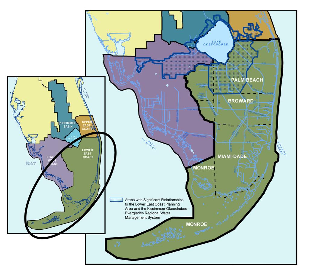 The SFWMD is responsible for managing water resources in South Florida Lower East