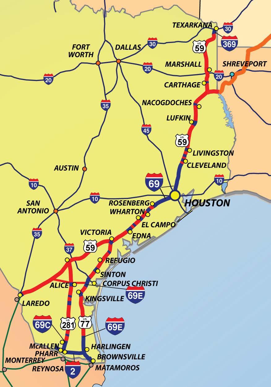 Signed Sections Signed Miles Rio Grande Valley 114 (including I-2) Corpus Christi 6 Houston Area 63 Texarkana 3.