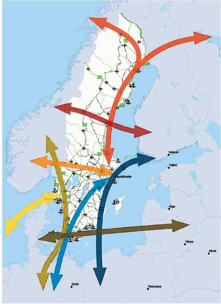 Sweden s transport network The road network 98,400 km of state roads 41,000 km of municipal streets and roads 76,100 km of private roads with state grant The railway network