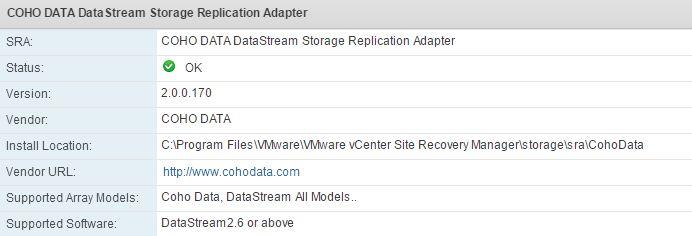 Storage Replication Adapter (SRA) The Storage Replication Adapter integrates SRM with DataStream SiteProtect. The SRA must be installed on both SRM instances (local and remote).