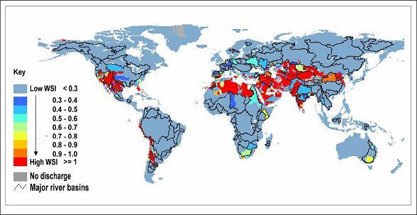 Map of water stress indicator (International Water