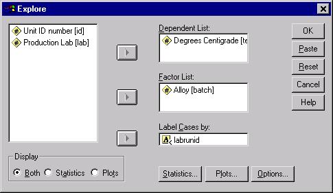 Running the Analysis To begin the analysis, from the menus choose: Analyze Descriptive Statistics Explore.