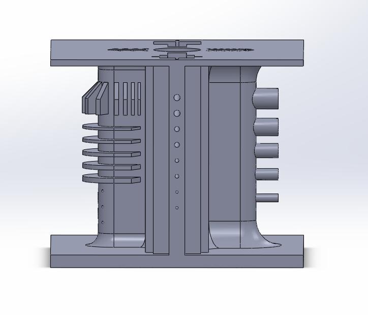 Since parts are built from the base up, it is important to try to design parts in such a way that each layer has solid material beneath it to be built upon.