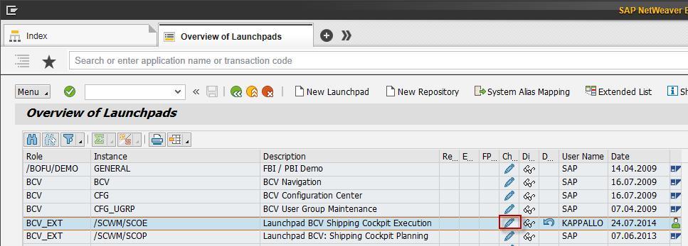 launch pad of the web dynpro application shipping cockpit execution in order to easily navigate to transaction /SCWM/YMOVE for the selected TU. 1.