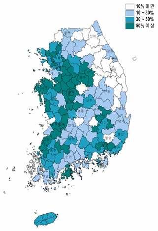 points (in 2005) Use of groundwater Seoul, Gyounggi Province: over