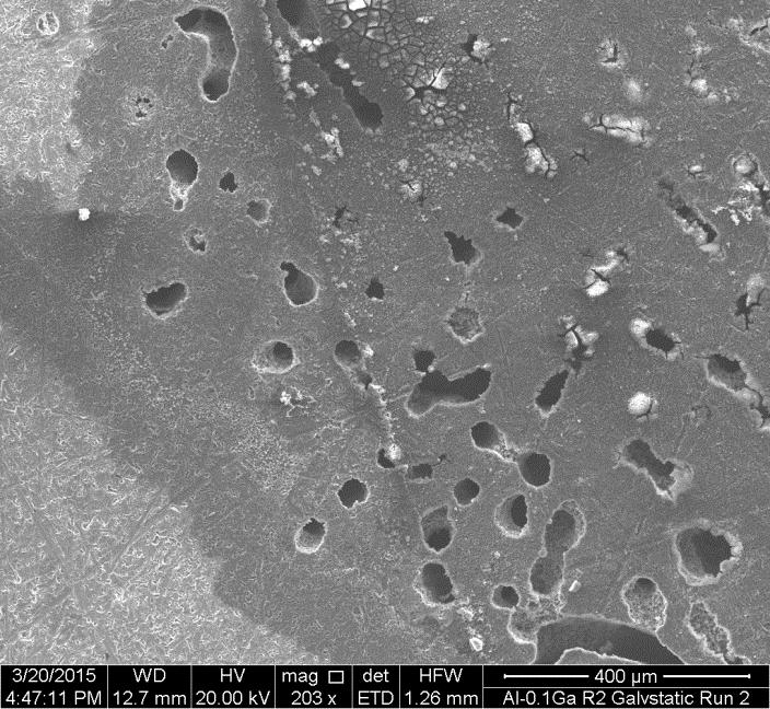 23 through 26 are SEM images of the second remelt run 1 after galvanostatic testing, which ran for 537 hours.