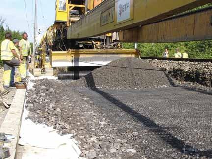 Tensar geogrids have been used to stabilise track ballast since the early 1980s to decrease maintenance costs and maintain ride quality.