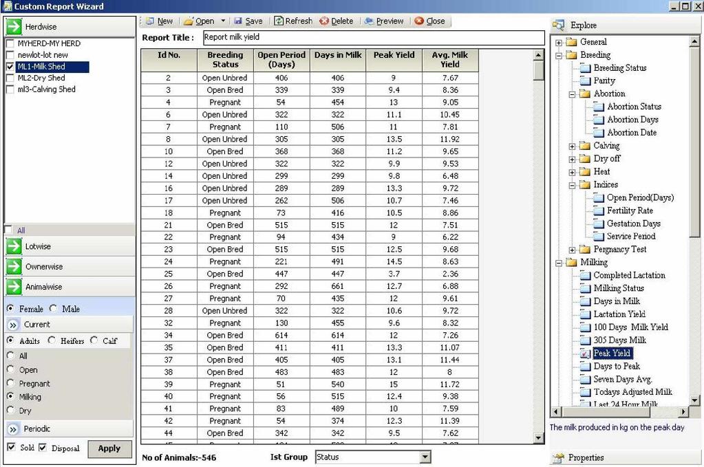 parameters and generate report of his choice. There is also facility to sort data for various parameters.