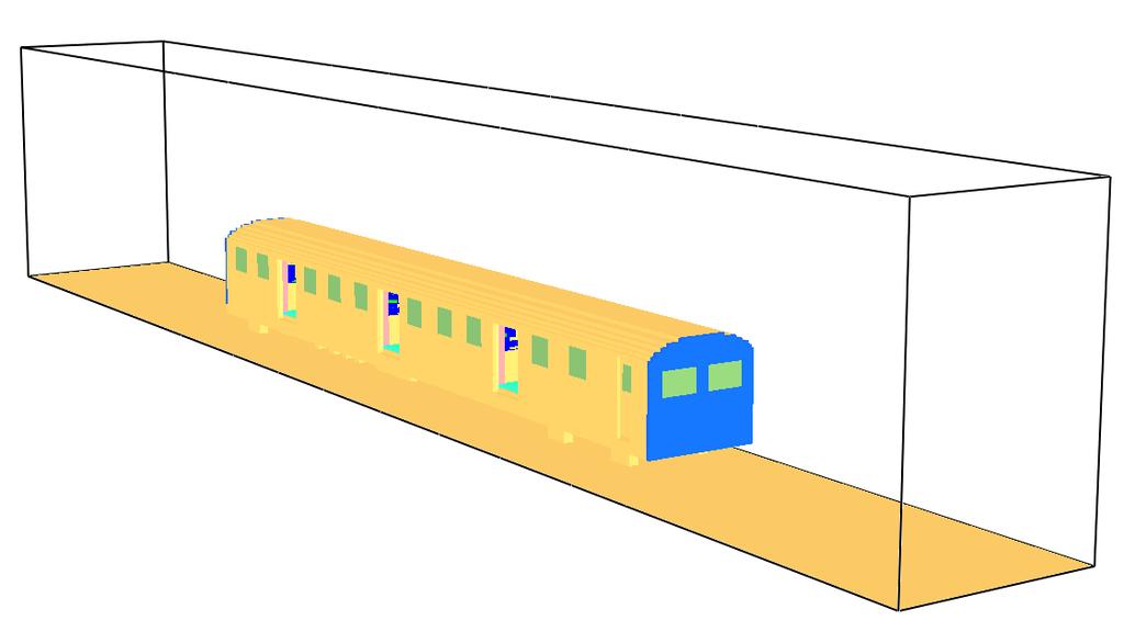 33 7 Effect of ventilation and tunnel structure 7.1 Effect of tunnel structure The train carriage in the open without wind is simulated.