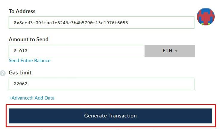To Address - paste the copied smart contract s address; Amount to Send - choose the number of coins you wish to send; Gas