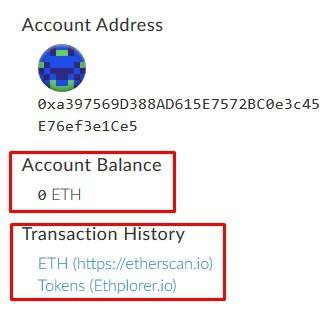 Account balance and the transaction history.