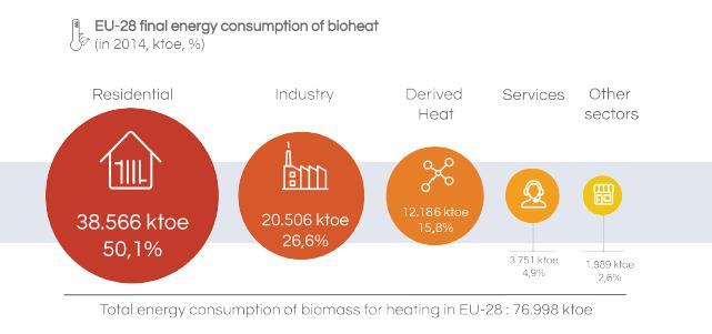 EU 28: bioheat in final energy consumption, 2014