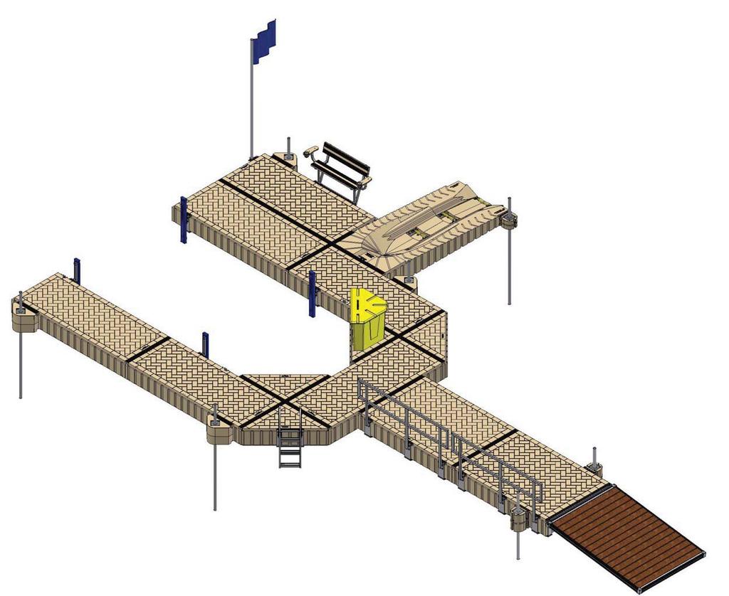 Floating Poly Dock Accessories Ask your dealer about ShoreMaster s full line of accessories to enhance the enjoyment of your dock: 4 or 8 Ramp Off-Deck Bench Vertical Bumper 6 Connector Pivoting