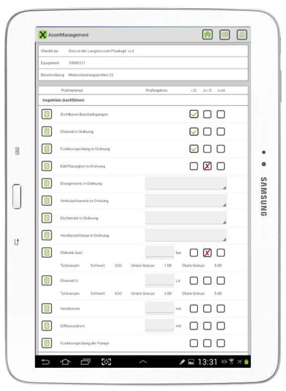 oxando Asset Management Mobile checklists Transfer of checklist characteristic from SAP Checklist content will be maintained through inspection plans, a standard SAP feature Mobile checklist