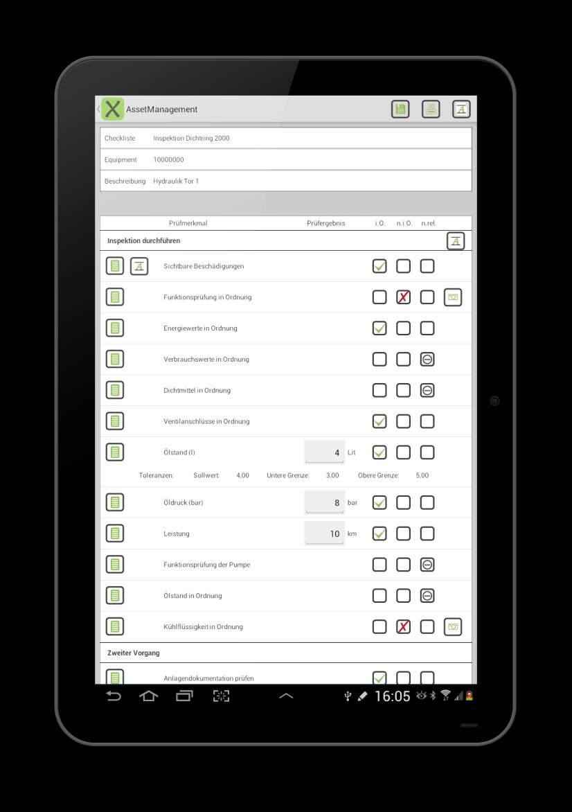 The solution - oxando Asset Management (I) Mobile checklists Central planning of inspections and tasks in SAP The simplest way to record inspection results (quantitative and qualitative