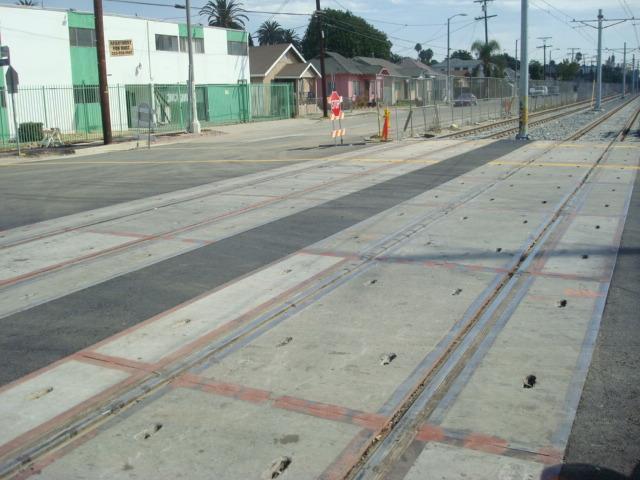 placement of station furnishings Reconstructed Intersection at Raymond Avenue/Exposition Boulevard Installation of track (rail)