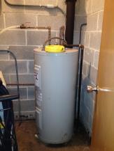 This water heater is in very good condition and is thought to supply hot water to the majority of the plumbing fixtures in the building.