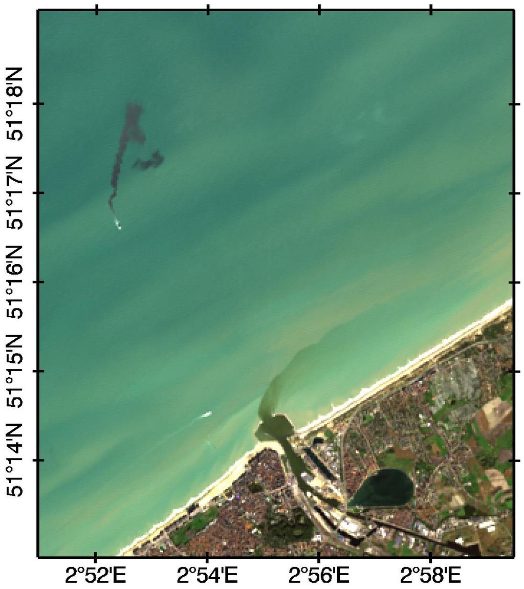 andsat-8/oli 2013-10-30 Rayleigh corrected RGB dumped dredged sediments ship port