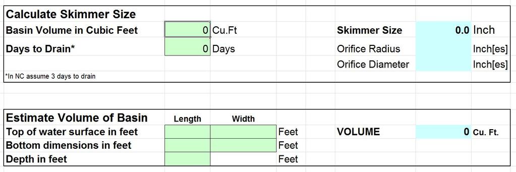 Faircloth Skimmer Sizing Use their spreadsheet calculator or instructions