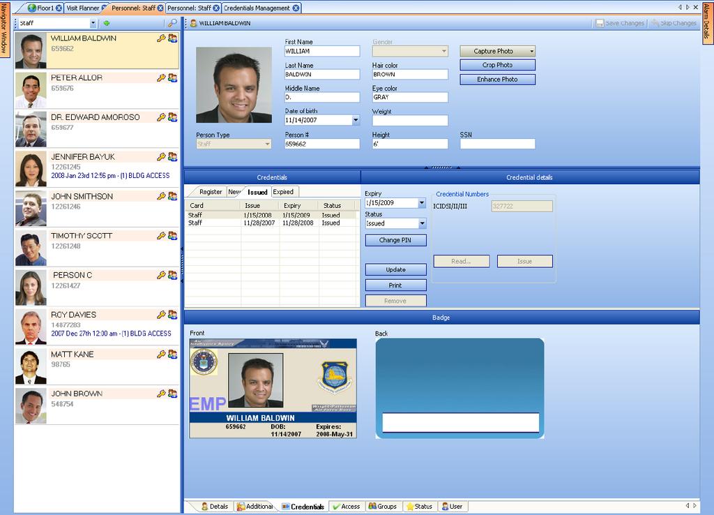ACCESS CONTROL ADVANCED PERSONNEL MANAGEMENT Using powerful personnel functions, StarWatch SMS users can smoothly accomplish all registration operations, including the enrollment of on-site personnel