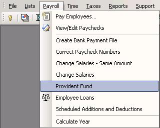 The prvident fund payments windw pens up. Select the required payment perid.