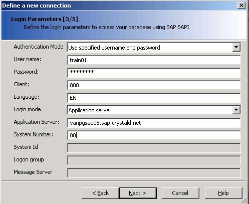 11. Enter the Client, Application Server, and System Number based on the SAP server details.