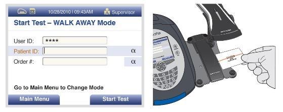 RUN TEST 1. Input the User ID with the barcode scanner or enter the data using the key pad.