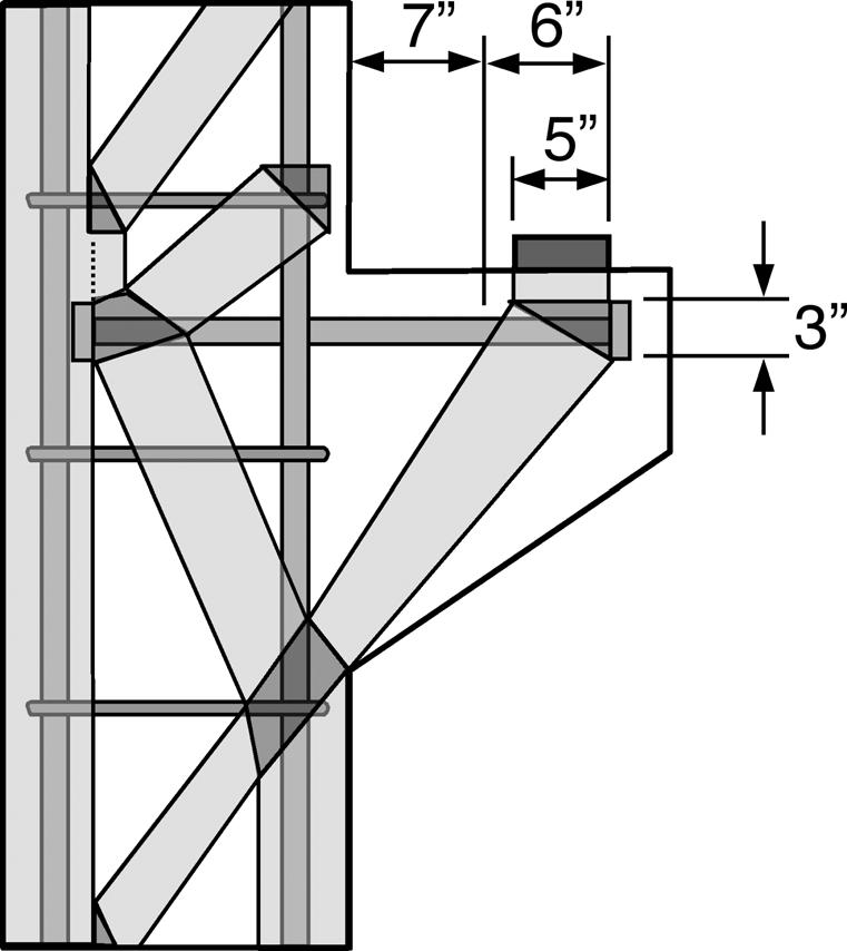 Anchorage of the horizontal bracket tie must now be satisfied. The CCT node and the diagonal compression strut in the bracket must first be dimensioned.