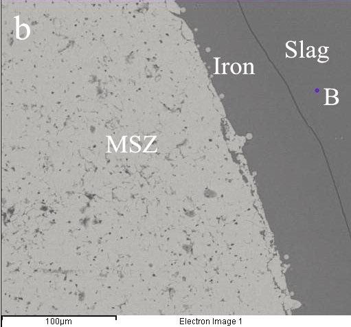 Not all electrons generated in the iron-carbon melt side reached the crucible cathode through the external circuit, but a small amount of electrons directly passed through the MSZ membrane to the MSZ