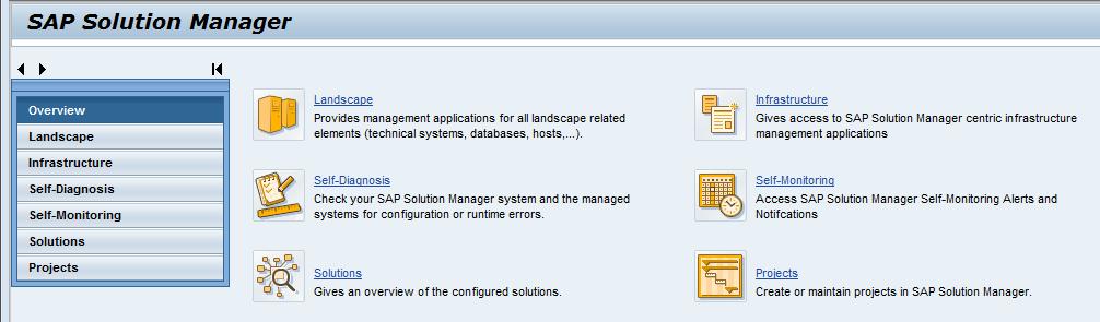 Figure 14 - Maintain Solution Manager Infrastructure In the menu select Framework Extractor Framework (see Figure 15).