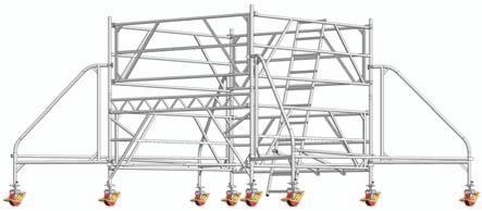 access side Half plug-in frame 8 During assembly and dismantling, system decks or scaffold planks according to DIN 4420 (minimum 28 x 4.