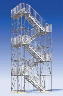 Pos. Description Dimensions 1 U-starting stairway, 0.64 m wide, Aluminium 1.00 m high, Load-bearing cap. 2.0 kn/m²; Step height 0.20 m 1.20 m high, Load-bearing cap. 2.0 kn/m²; Step height 0.20 m 2 U-platform stairway 2.