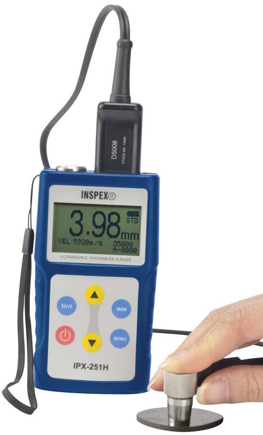 TESTING INSTRUMENTS Ultrasonic Thickness Gauge IPX-251H Handheld ultrasonic thickness gauge for thickness measurement of various materials with large memory and USB output.