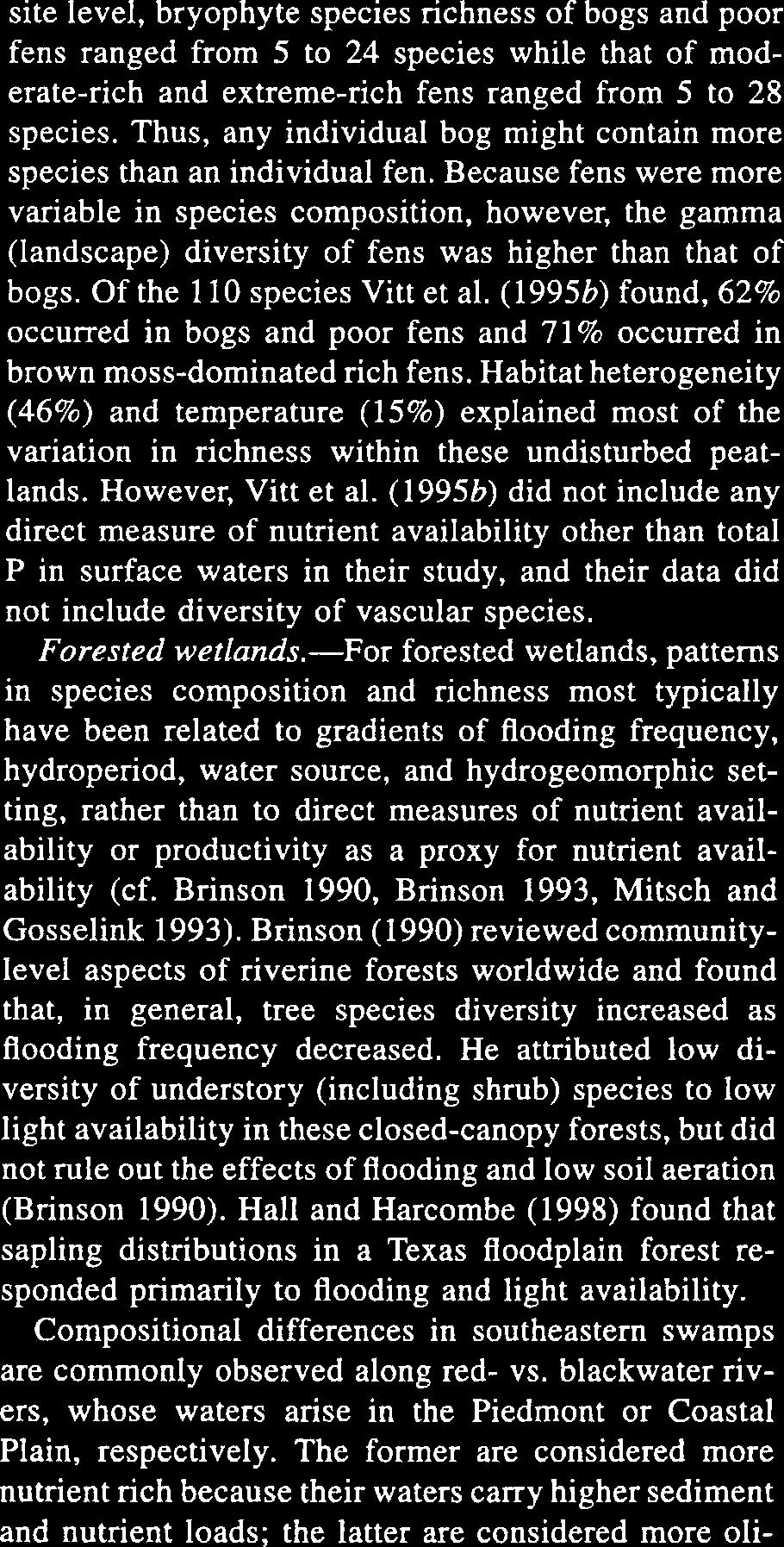 2158 BARBARA L. BEDFORD ET AL. Ecology, Vol. 80, No. 7 FIG. 2. Species richness of vascular plants and bryophytes plotted against the ph of surface waters in 19 New York (USA) fens.