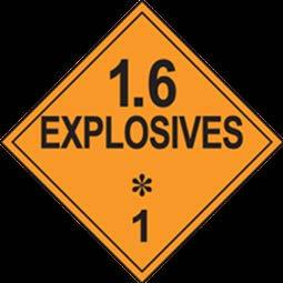Question: Which placard is required to ship 1,000 kg (2,205 pounds) of category 1.5 explosive material loaded at one loading point? (A) (B) (C) Answer: Placard B is the proper selection.