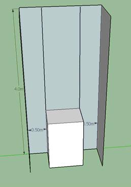 Minimum dimensions required for a solid wall to prevent fire spread (e).