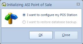 ASI Point Of Sale CONFIGURATION WIZARD After the successful installation of the ASI Point of Sale, you can find this