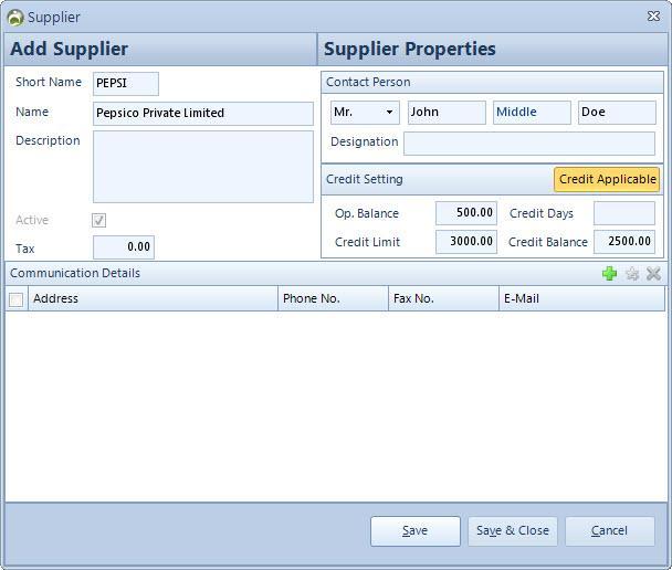 SUPPLIER Inorder to maintain the supplier database, you can add up the details of the supplier(s) from whom the purchase(s) are made.