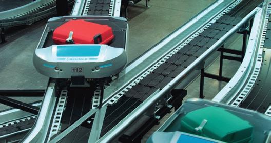SORTATION AND DISTRIBUTION TECHNOLOGY FOR A SAFE ARRIVAL AIRPORTS Smoother passenger flows, shorter connection times: high-speed Group baggage handling systems minimise baggage transport times.