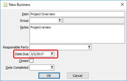 Project Management 5 Project Management Added Date Due field to New