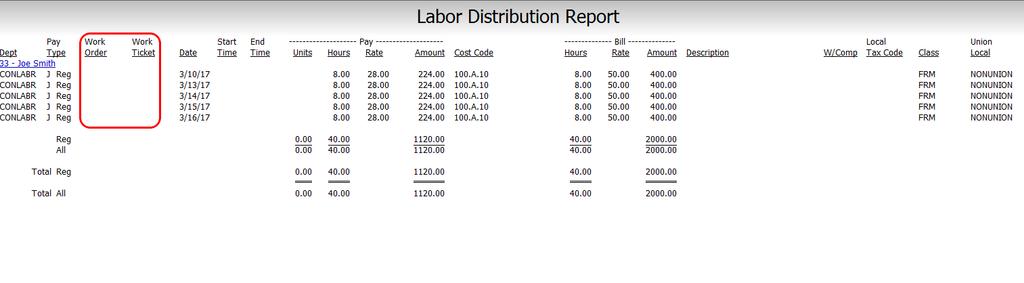 Payroll Added Work Order and Work Ticket
