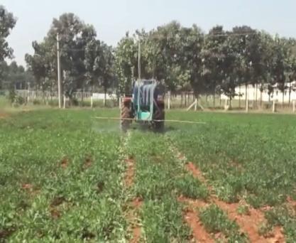 Tractor drawn inter-cultivation implement This is a 8 row tractor operated inter-culture implement used for weeding in groundnut crop developed at Agricultural Research Station, ANGRAU,