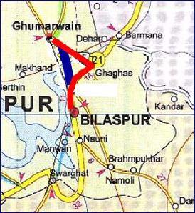 The important places along the road are Maangarh, Bankhandi, Darkata, Ranital, Nagmandir, Ranital, Gahlia, Bassi, Lapiana, Harchakkian and Trilokpur.