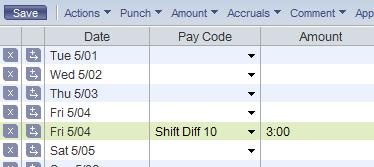 From the Employee s Timecard, select the Current Pay Period. Go to the day on which you need to add time and click on the icon to add a new row.
