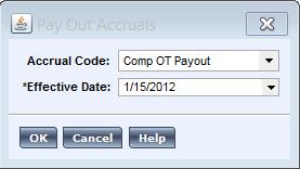 From the drop down menu choose Comp OT Payout (the pay code has the same name as the
